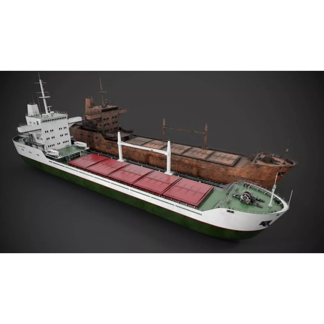 Bulk Carrier 3D Model – PBR Industrial Vessel, FBX - View 2