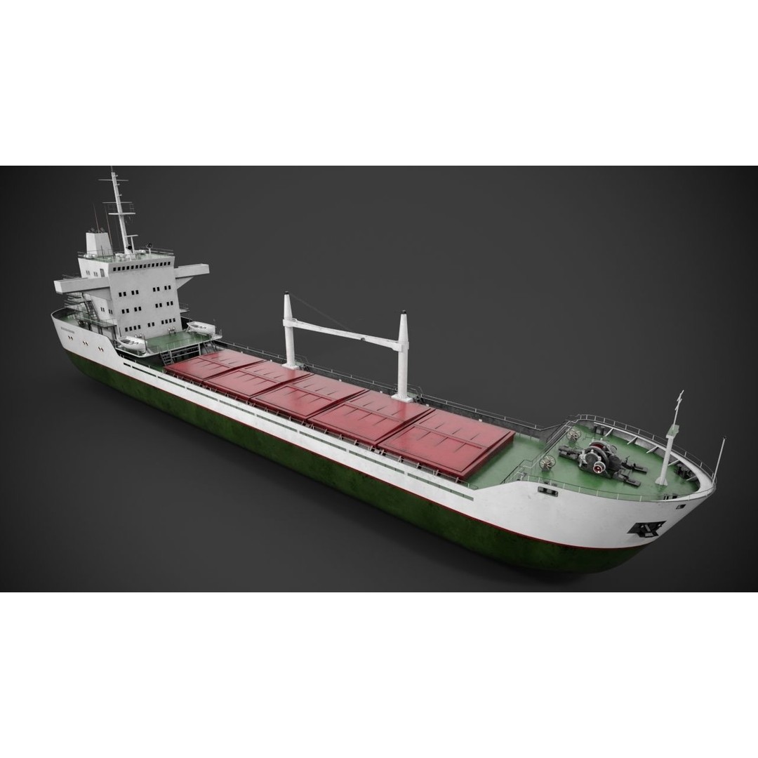 Bulk Carrier 3D Model – PBR Industrial Vessel, FBX - View 4
