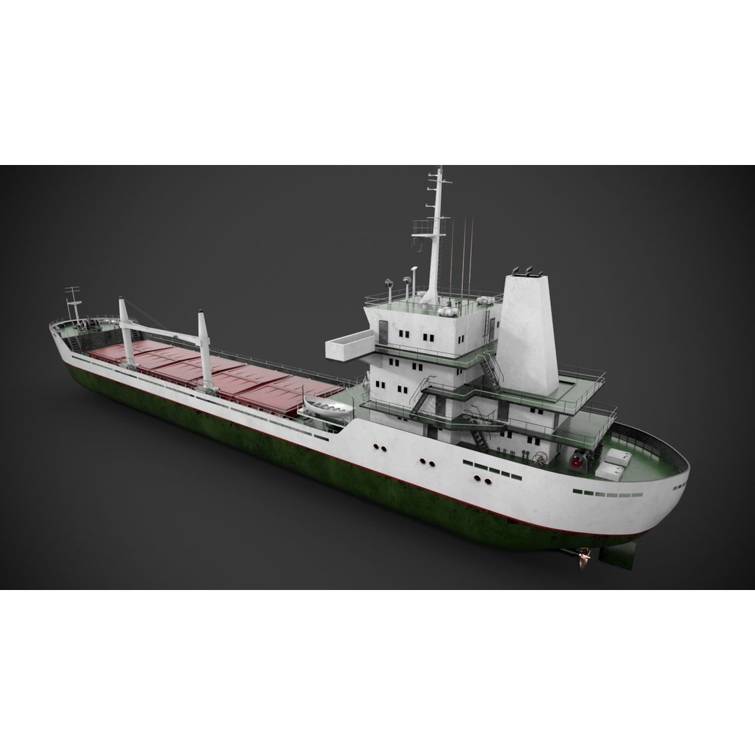 Bulk Carrier 3D Model – PBR Industrial Vessel, FBX - View 6