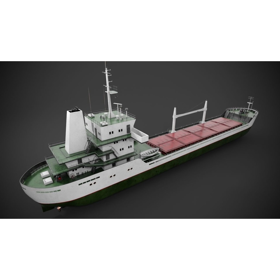 Bulk Carrier 3D Model – PBR Industrial Vessel, FBX - View 7