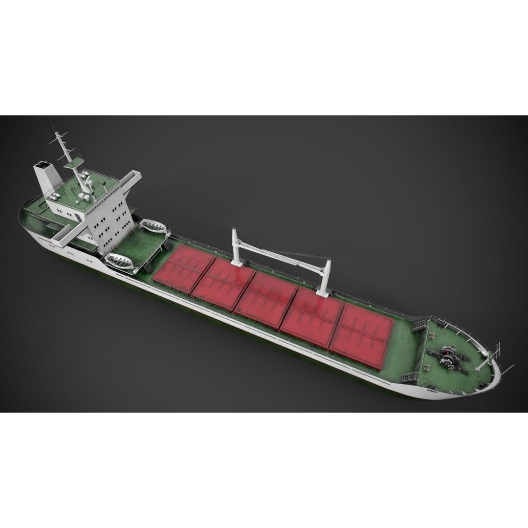 Bulk Carrier 3D Model – PBR Industrial Vessel, FBX - View 8