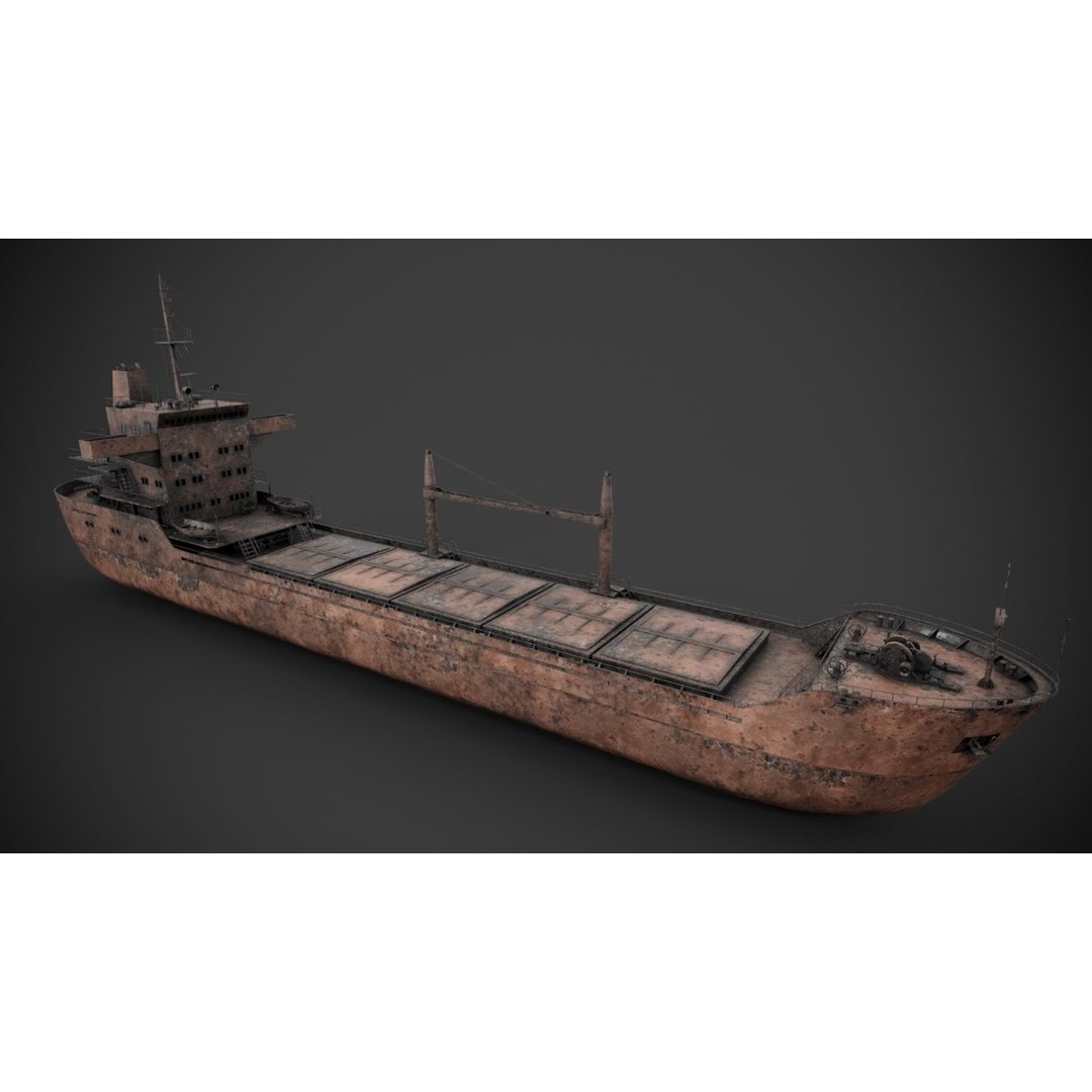 Bulk Carrier 3D Model – PBR Industrial Vessel, FBX - View 9