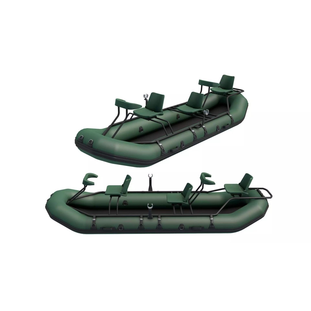 Inflatable Fishing Boat 3D Model – Low Poly Game Asset, FBX, OBJ - View 2