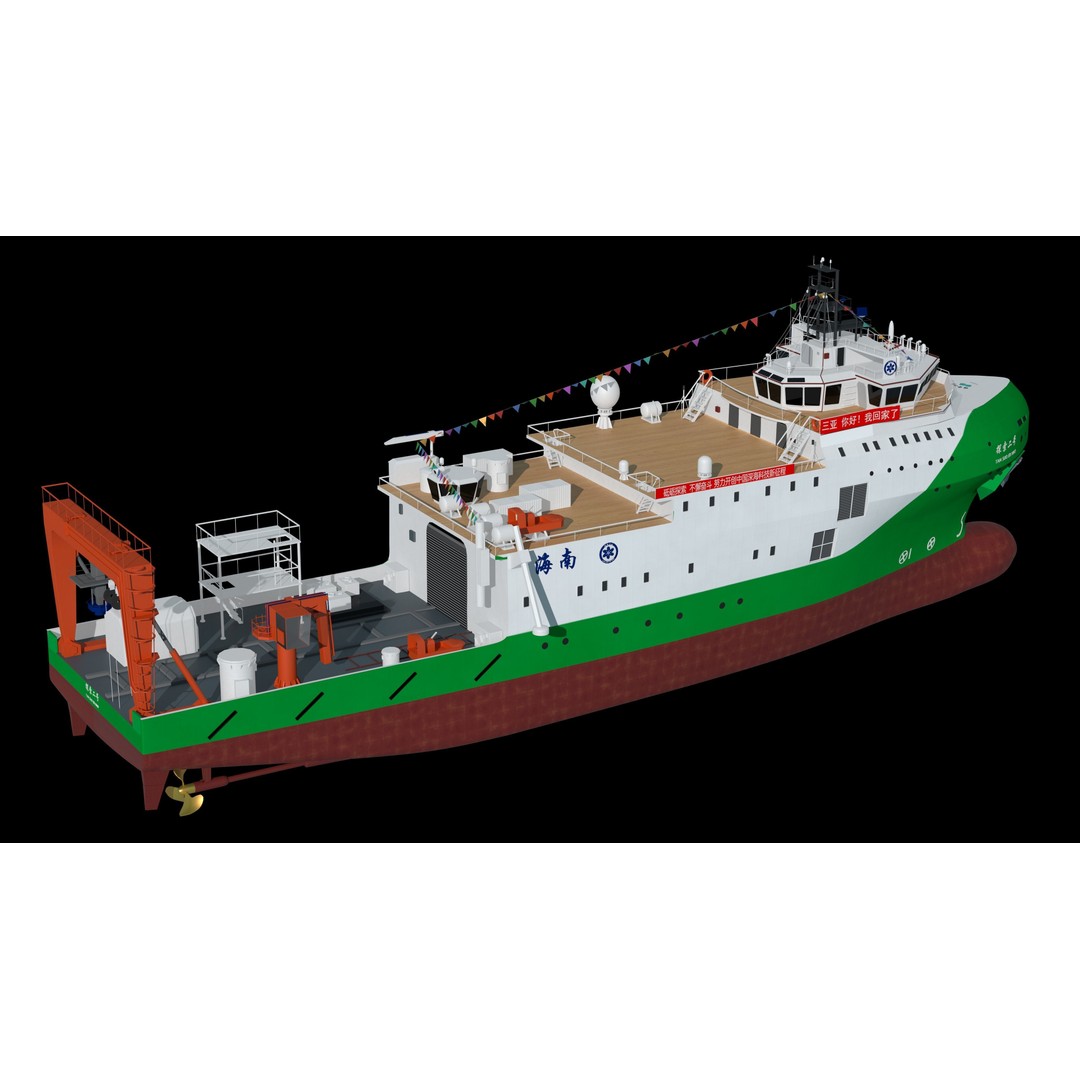 China Discovery II 3D Model – High Poly Military Research Ship, FBX, OBJ - View 11