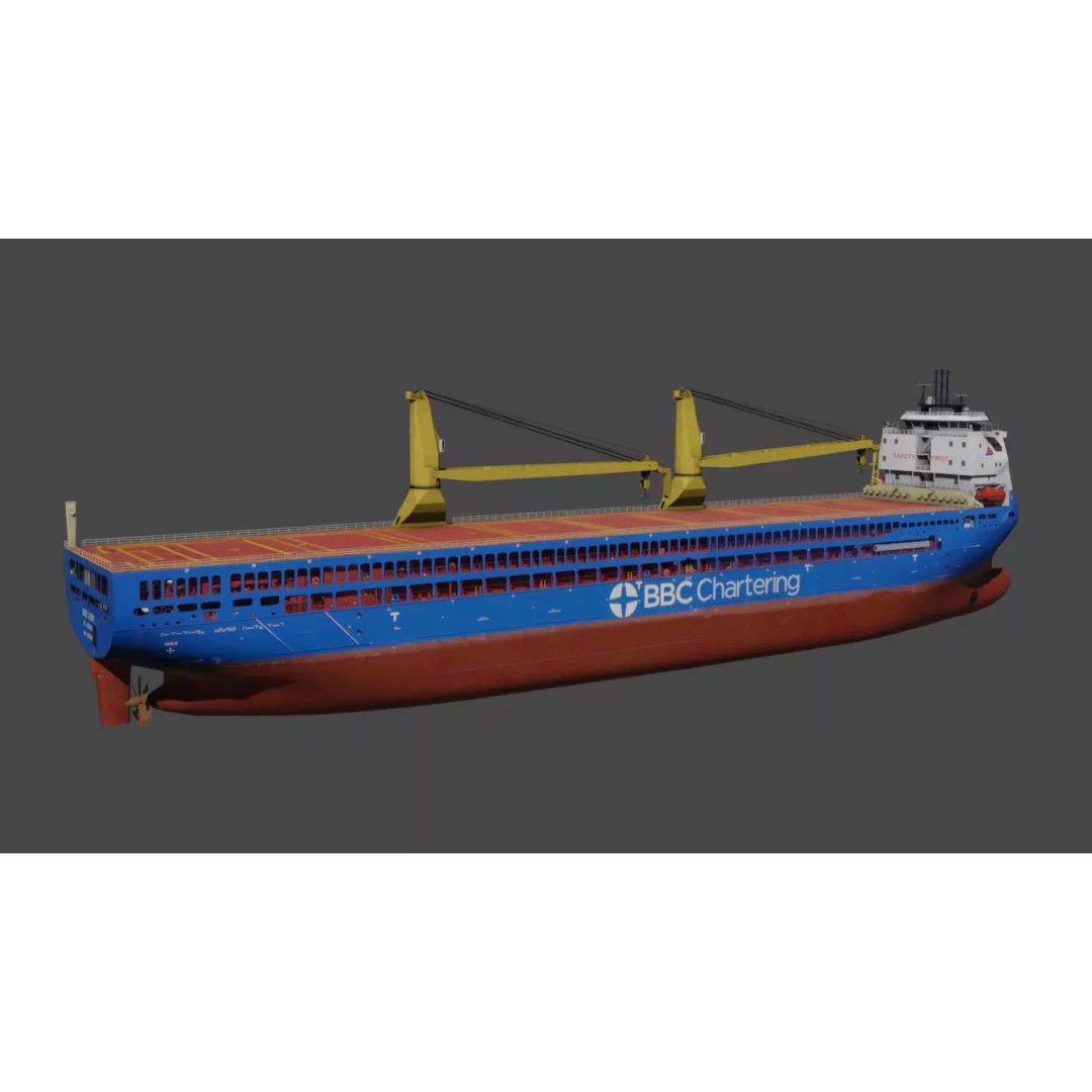 BBC Chartering Multipurpose Heavy Lift Vessel 3D Model – Low Poly PBR Asset, FBX - View 6