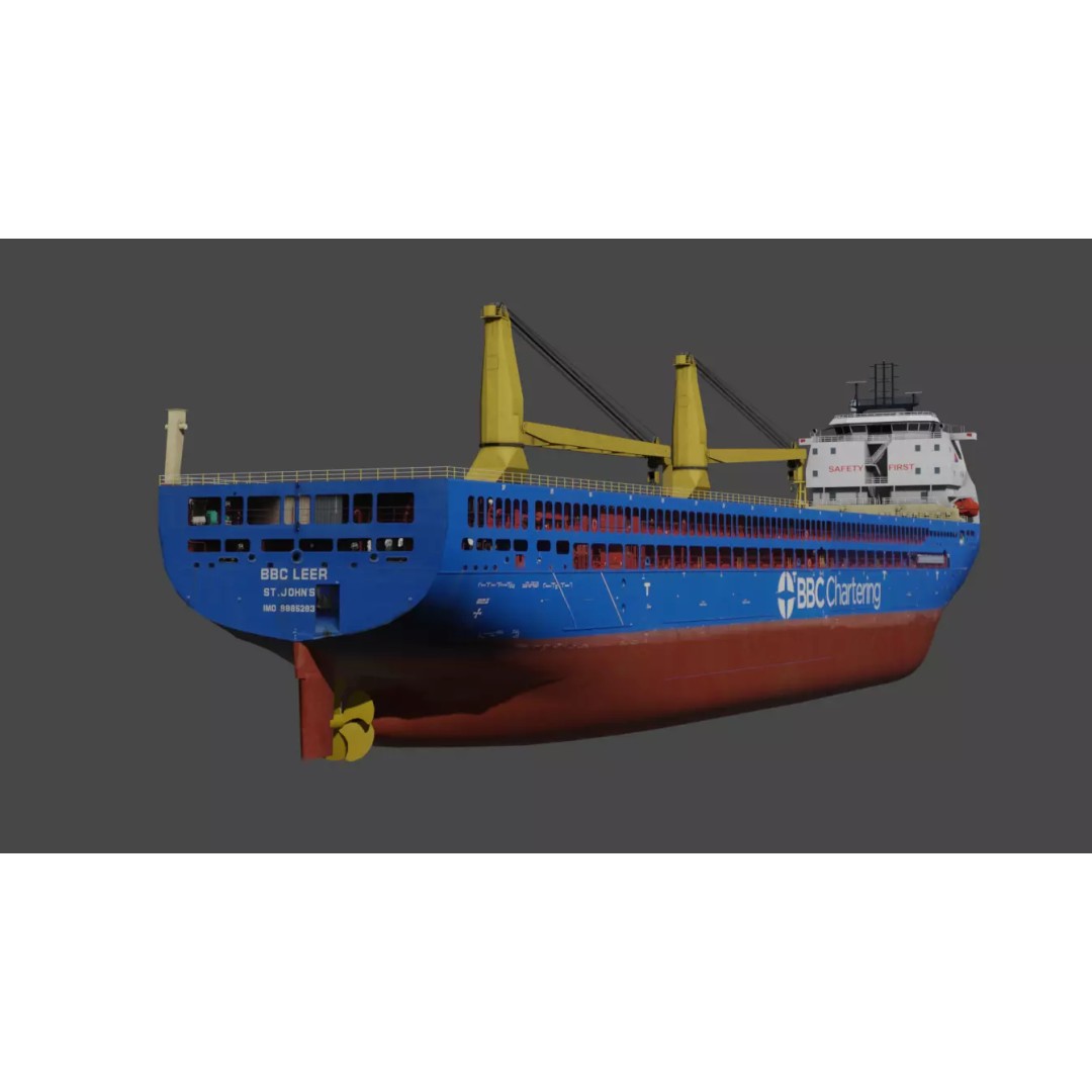 BBC Chartering Multipurpose Heavy Lift Vessel 3D Model – Low Poly PBR Asset, FBX - View 7