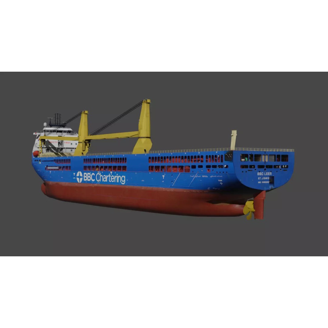 BBC Chartering Multipurpose Heavy Lift Vessel 3D Model – Low Poly PBR Asset, FBX - View 8