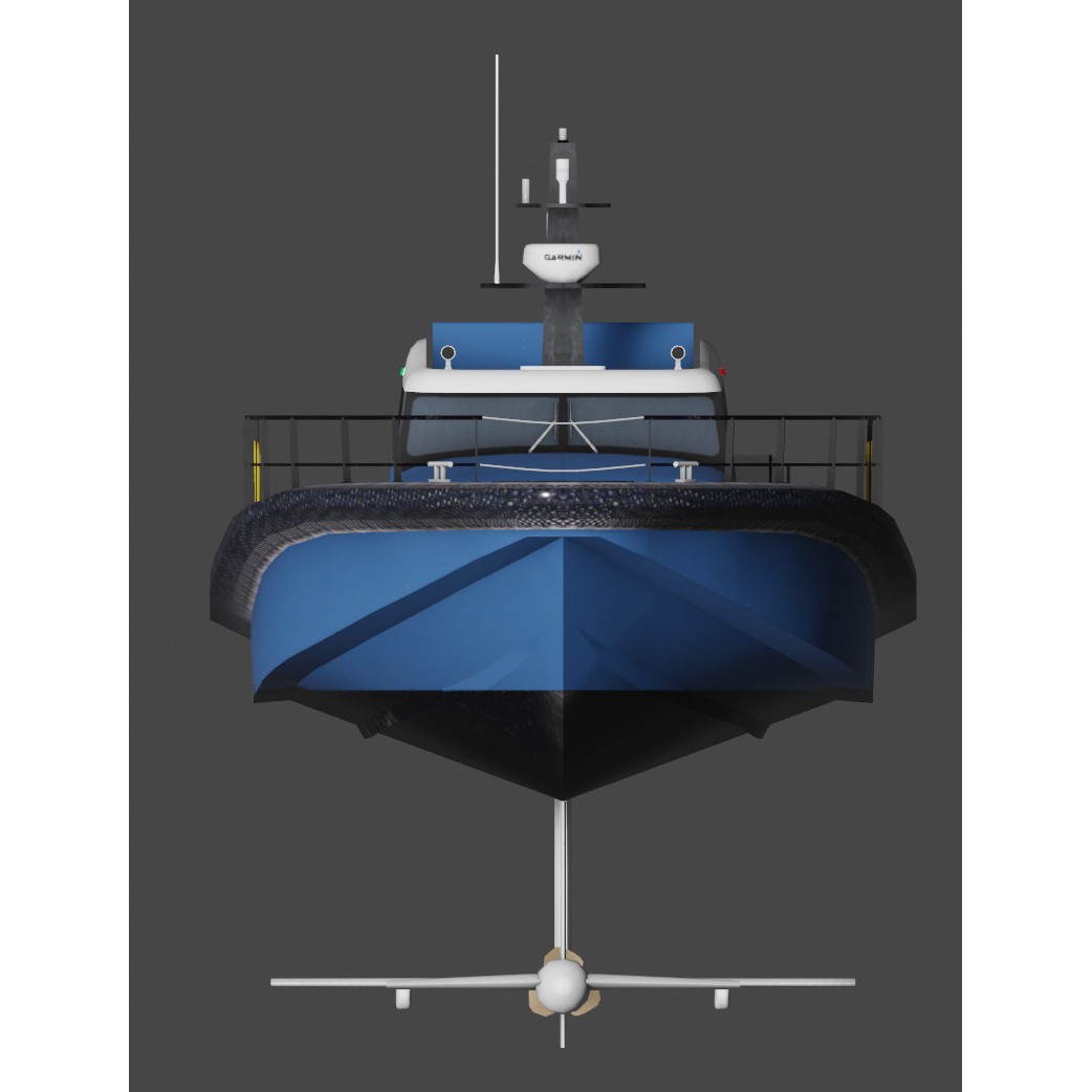 Electric Workboat 3D Model – Low Poly Hydrofoiling Vessel, FBX - View 6