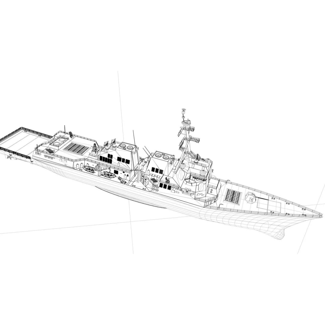USS Mustin 3D Model – High-Quality Military Watercraft, FBX, OBJ - View 10