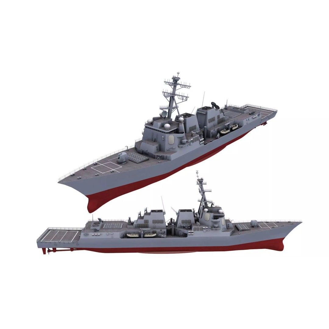 USS Mustin 3D Model – High-Quality Military Watercraft, FBX, OBJ - View 2