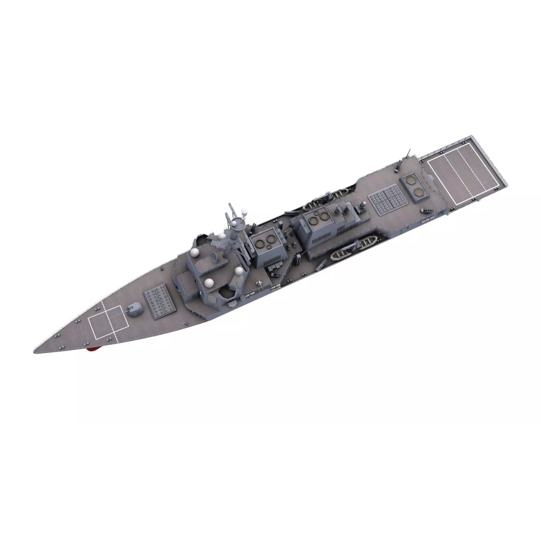 USS Mustin 3D Model – High-Quality Military Watercraft, FBX, OBJ - View 3