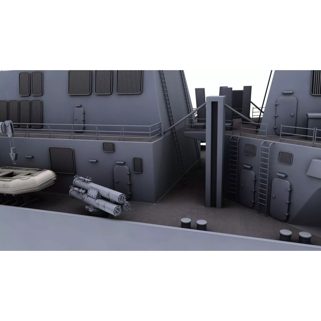 USS Mustin 3D Model – High-Quality Military Watercraft, FBX, OBJ - View 6