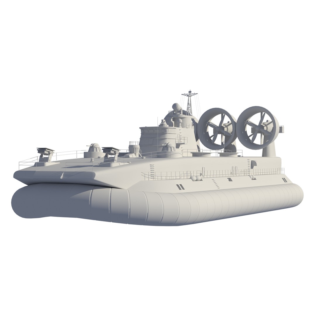 Chinese Bison Hovercraft 3D Model – PBR Military Watercraft, FBX, OBJ