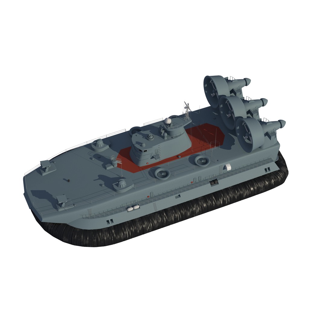 Chinese Bison Hovercraft 3D Model – PBR Military Watercraft, FBX, OBJ - View 13