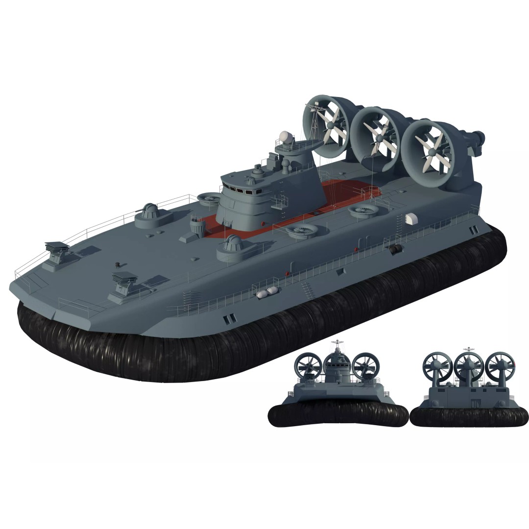 Chinese Bison Hovercraft 3D Model – PBR Military Watercraft, FBX, OBJ - View 2