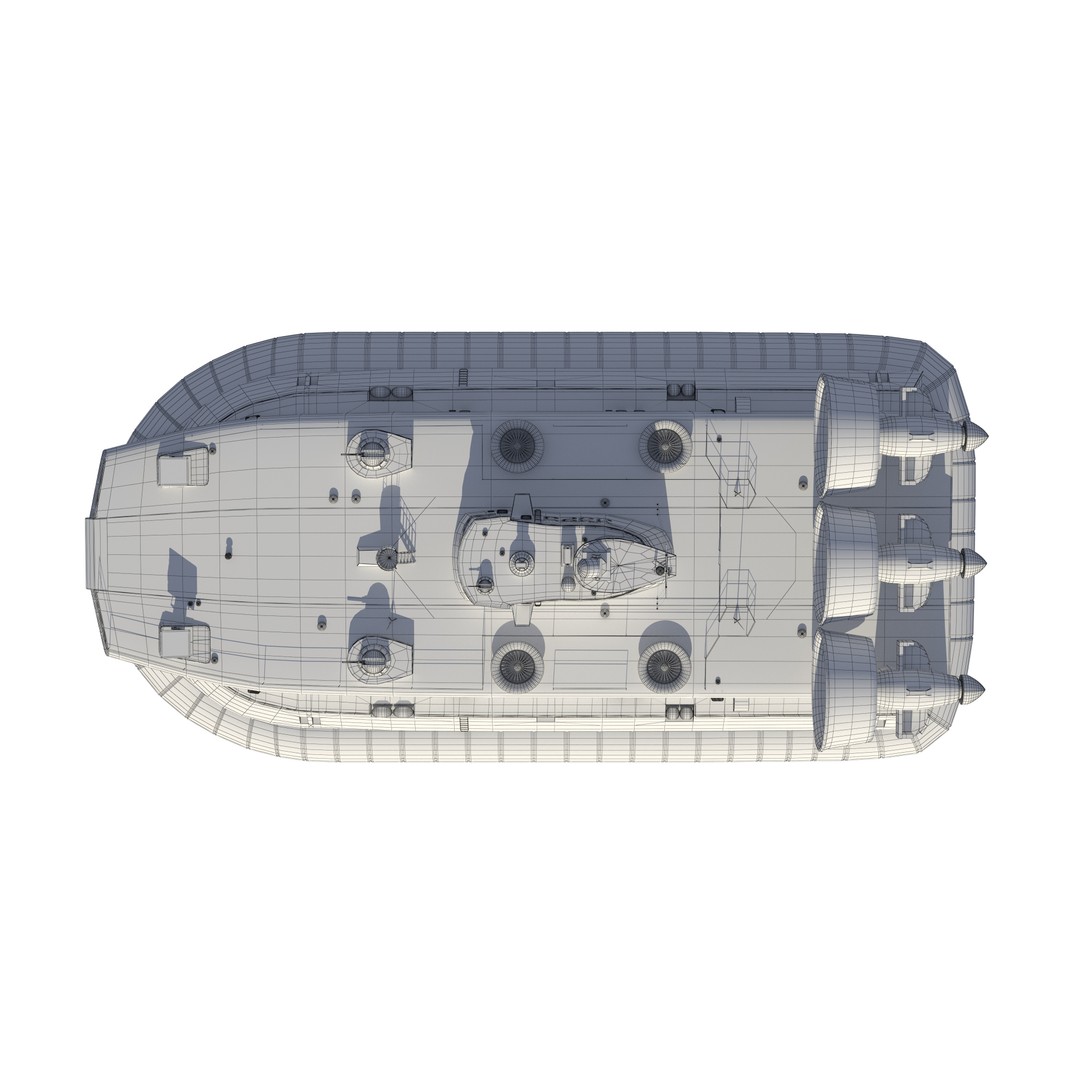 Chinese Bison Hovercraft 3D Model – PBR Military Watercraft, FBX, OBJ - View 20