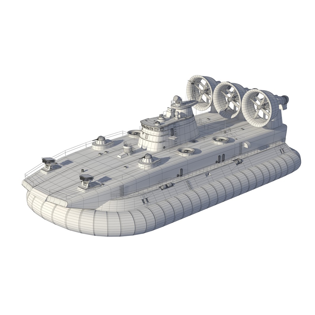 Chinese Bison Hovercraft 3D Model – PBR Military Watercraft, FBX, OBJ - View 24