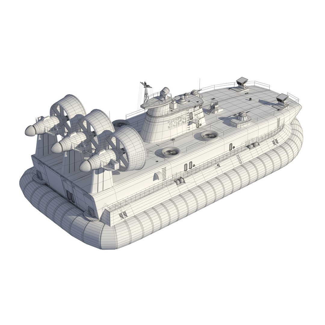 Chinese Bison Hovercraft 3D Model – PBR Military Watercraft, FBX, OBJ - View 25