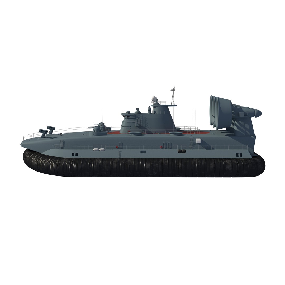 Chinese Bison Hovercraft 3D Model – PBR Military Watercraft, FBX, OBJ - View 3