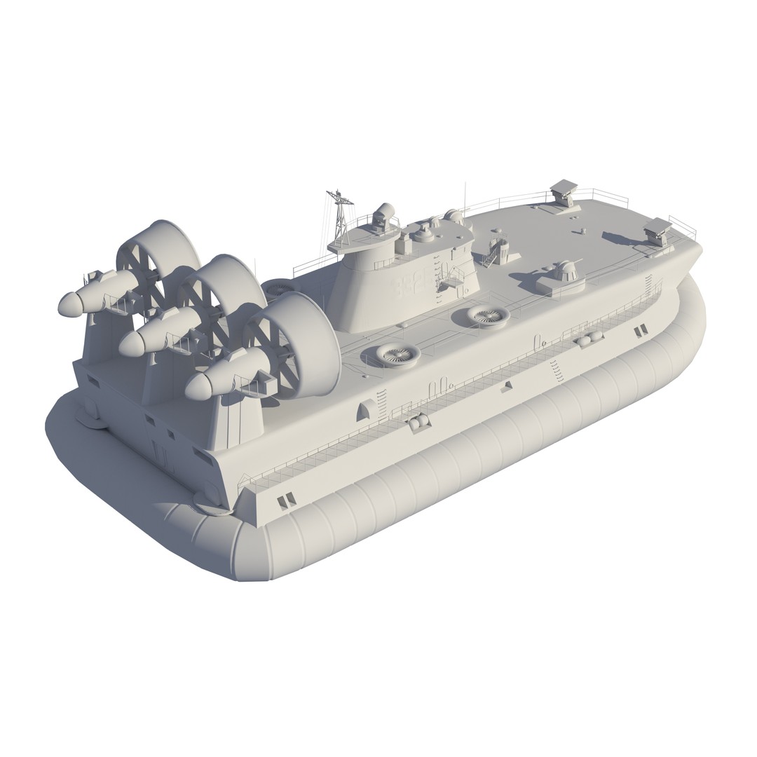 Chinese Bison Hovercraft 3D Model – PBR Military Watercraft, FBX, OBJ - View 36