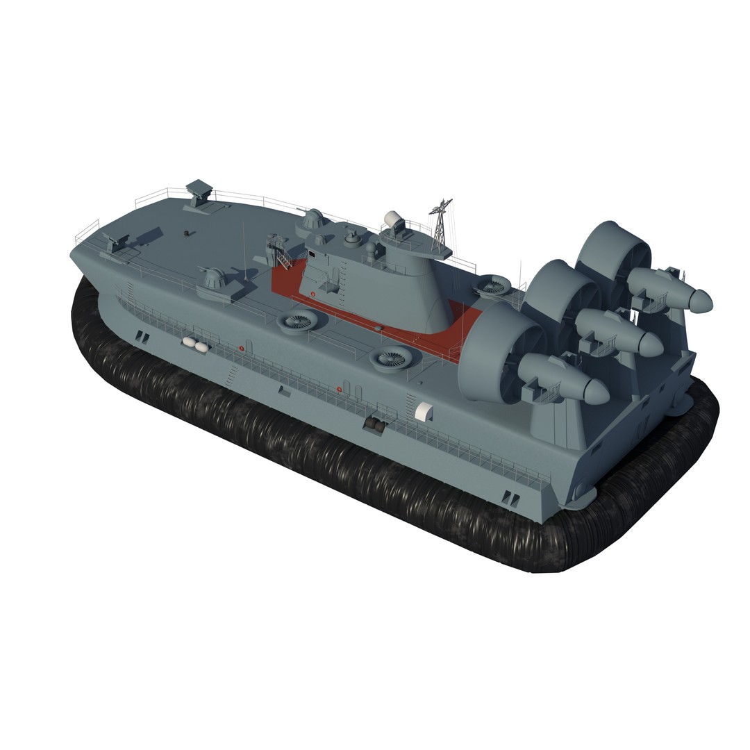 Chinese Bison Hovercraft 3D Model – PBR Military Watercraft, FBX, OBJ - View 5