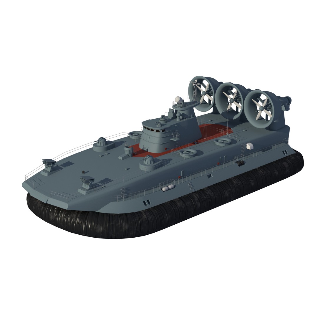 Chinese Bison Hovercraft 3D Model – PBR Military Watercraft, FBX, OBJ - View 6