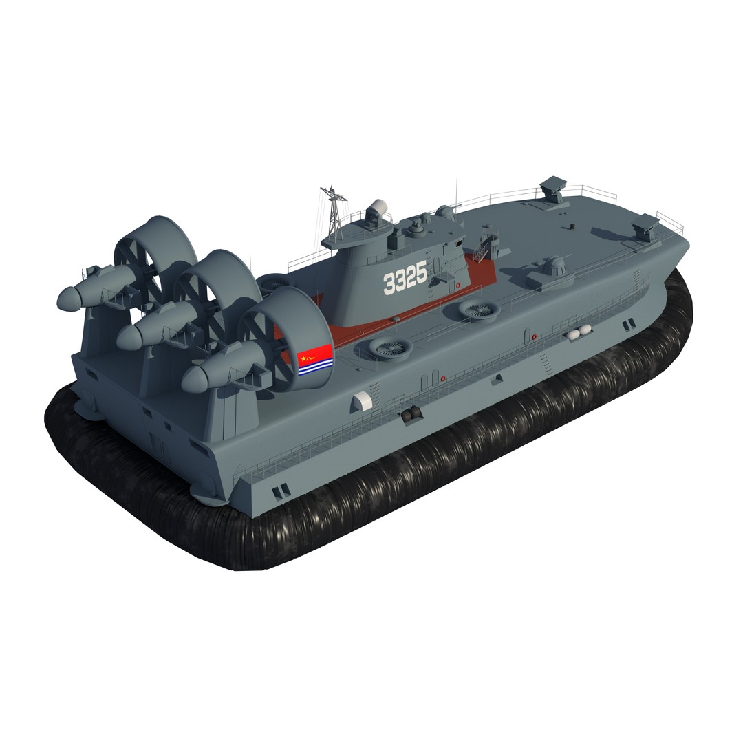 Chinese Bison Hovercraft 3D Model – PBR Military Watercraft, FBX, OBJ - View 7