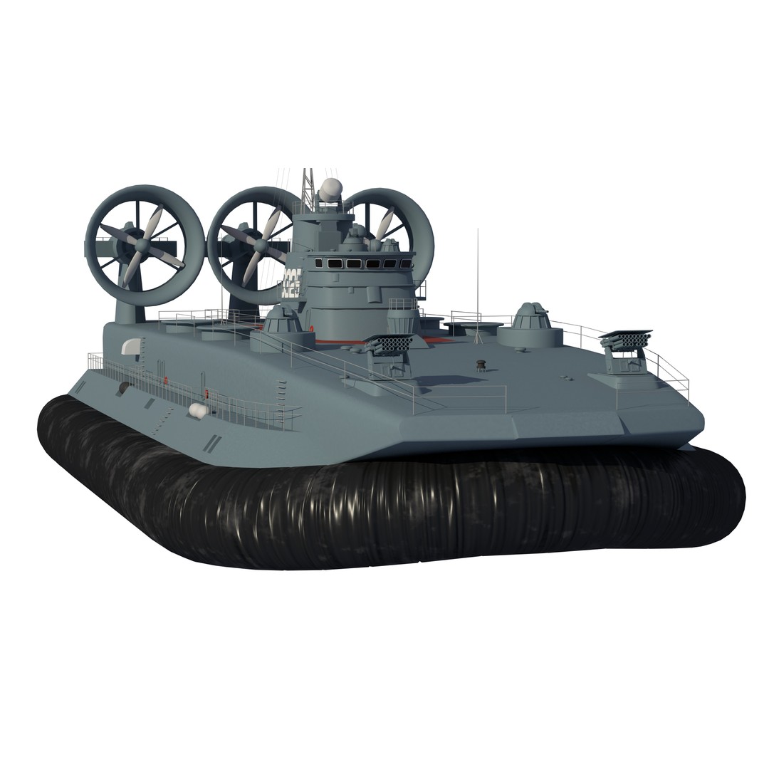 Chinese Bison Hovercraft 3D Model – PBR Military Watercraft, FBX, OBJ - View 8