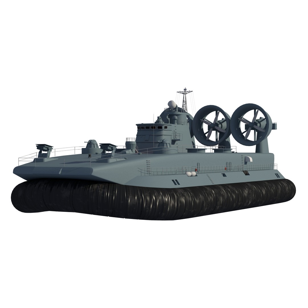 Chinese Bison Hovercraft 3D Model – PBR Military Watercraft, FBX, OBJ - View 9