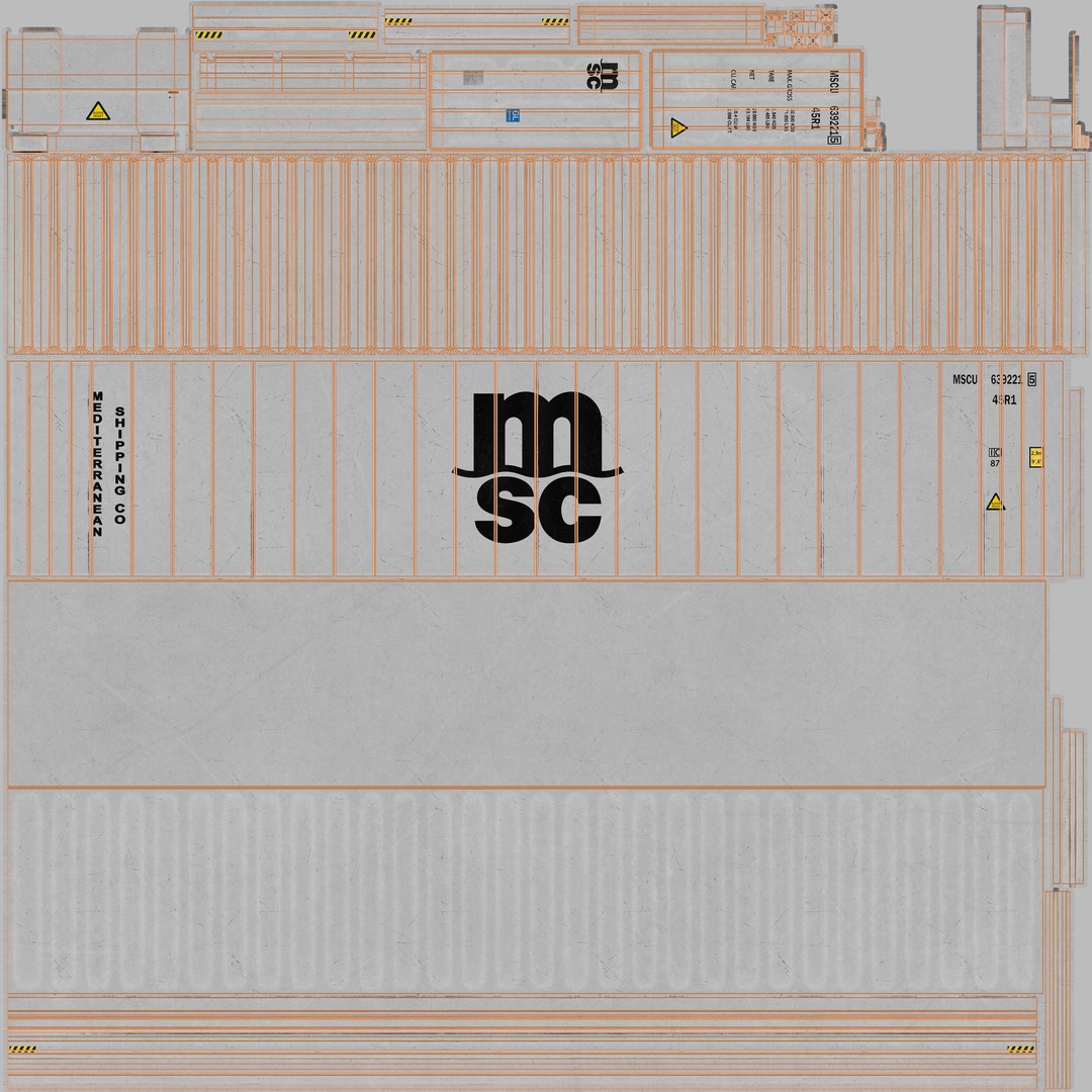 40ft MSC Container Reefer CARRIER 3D Model – High Cube PBR Asset, FBX - View 11