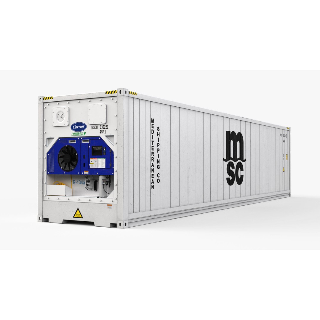 40ft MSC Container Reefer CARRIER 3D Model – High Cube PBR Asset, FBX - View 3