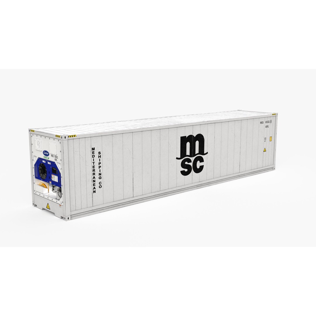 40ft MSC Container Reefer CARRIER 3D Model – High Cube PBR Asset, FBX - View 5