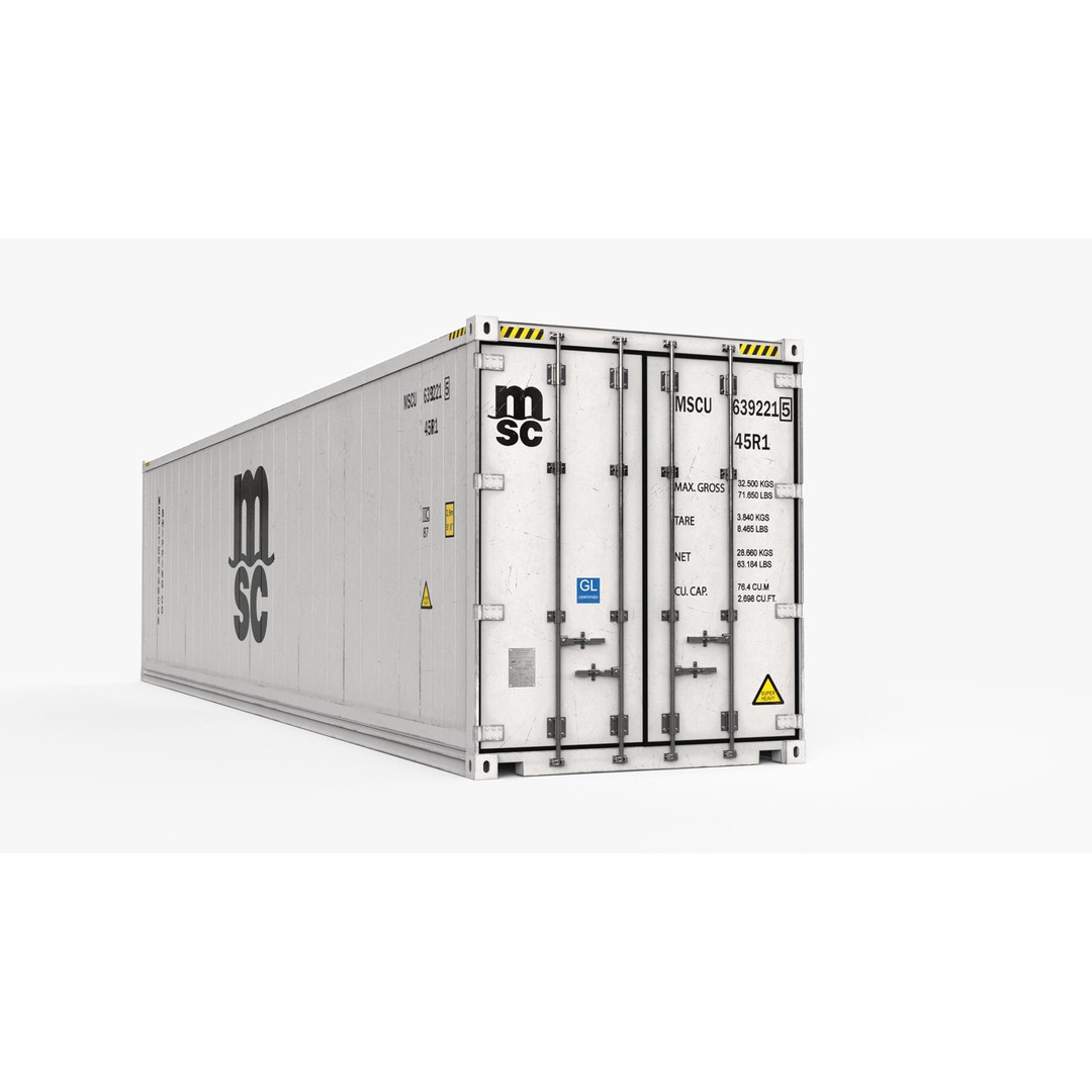 40ft MSC Container Reefer CARRIER 3D Model – High Cube PBR Asset, FBX - View 6