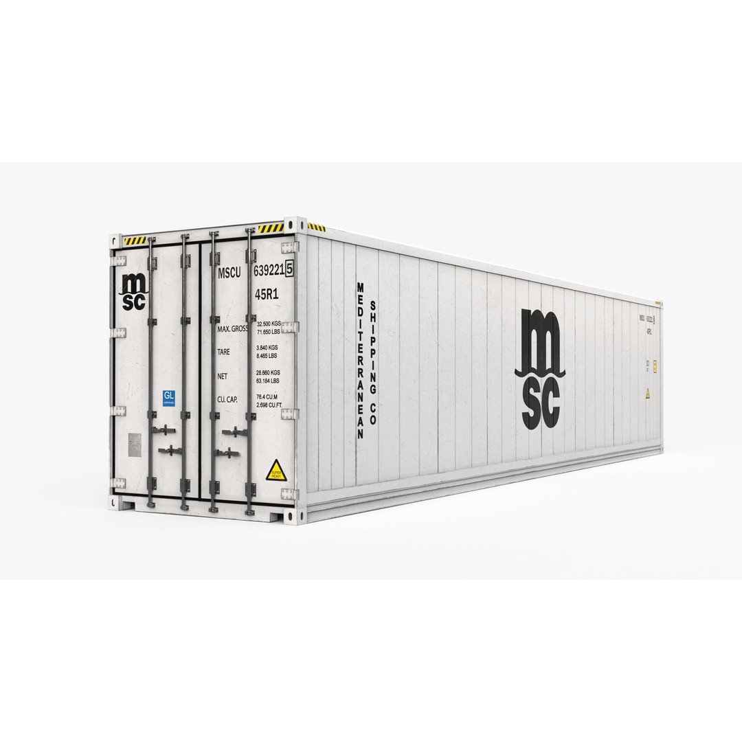 40ft MSC Container Reefer CARRIER 3D Model – High Cube PBR Asset, FBX - View 7
