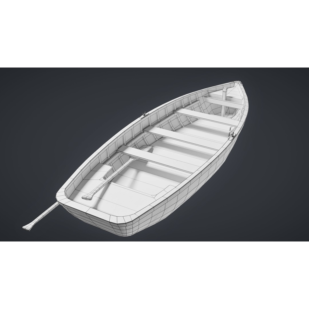 Wooden Boat 3D Model – Low Poly Game Ready Watercraft, FBX