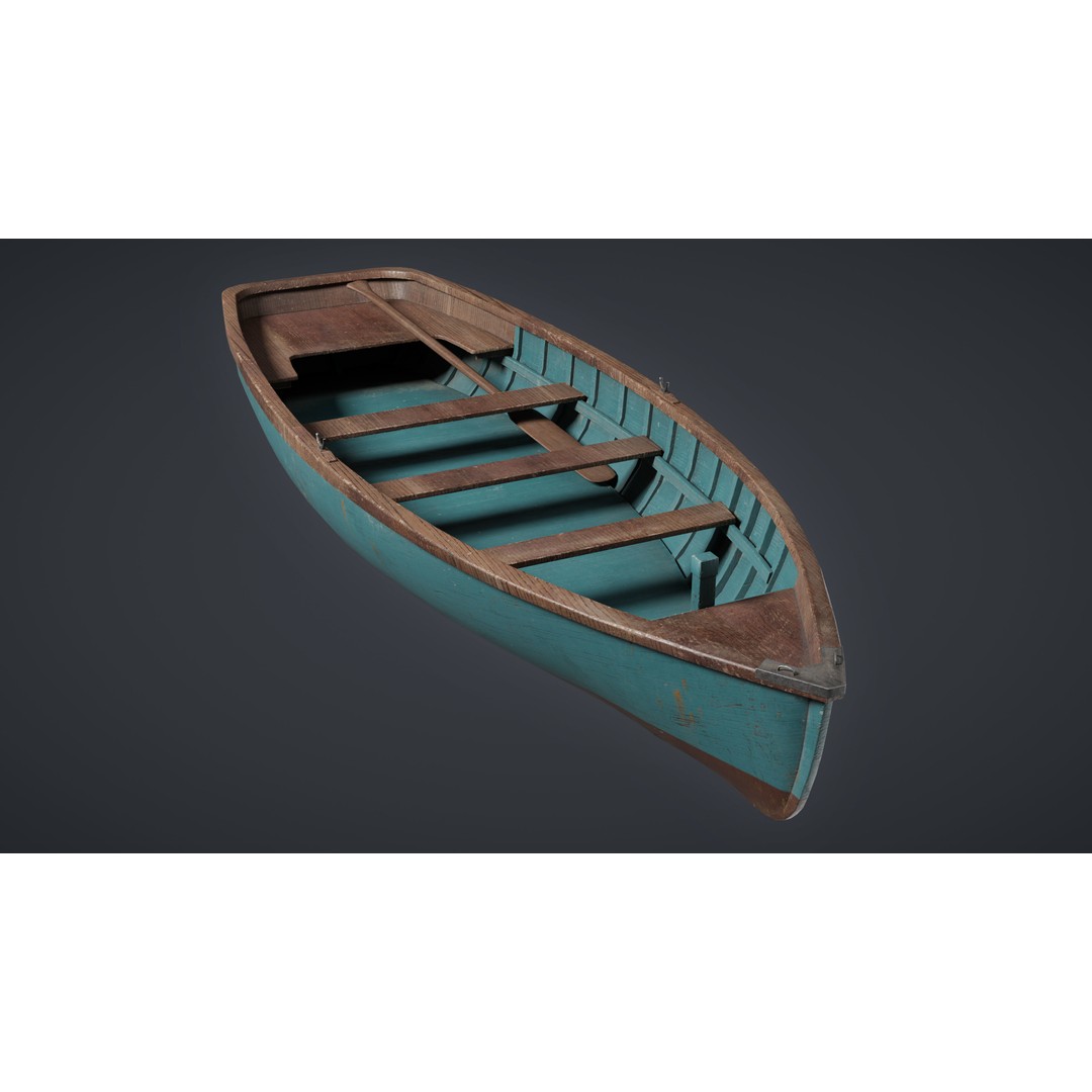 Wooden Boat 3D Model – Low Poly Game Ready Watercraft, FBX - View 5