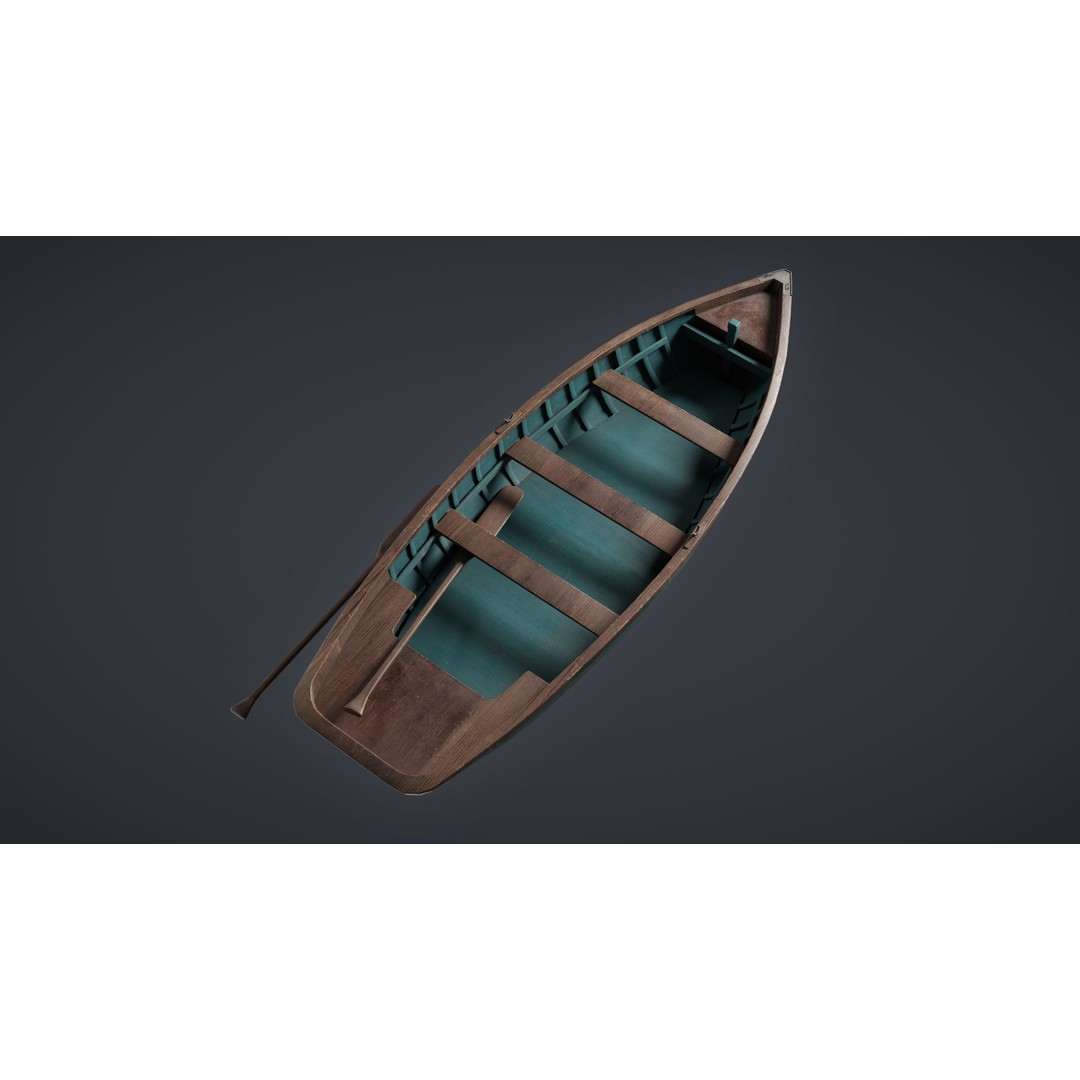Wooden Boat 3D Model – Low Poly Game Ready Watercraft, FBX - View 6