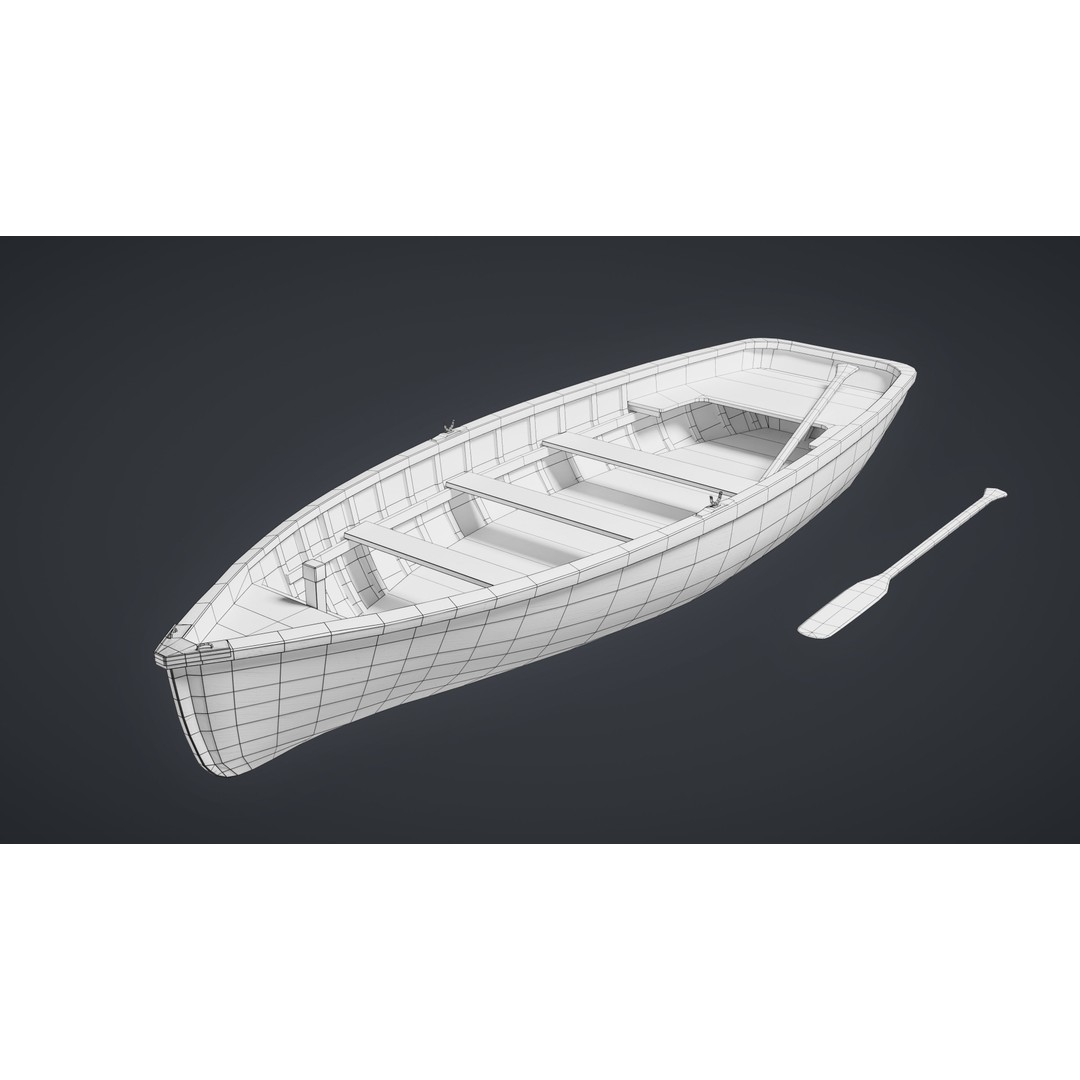Wooden Boat 3D Model – Low Poly Game Ready Watercraft, FBX - View 7