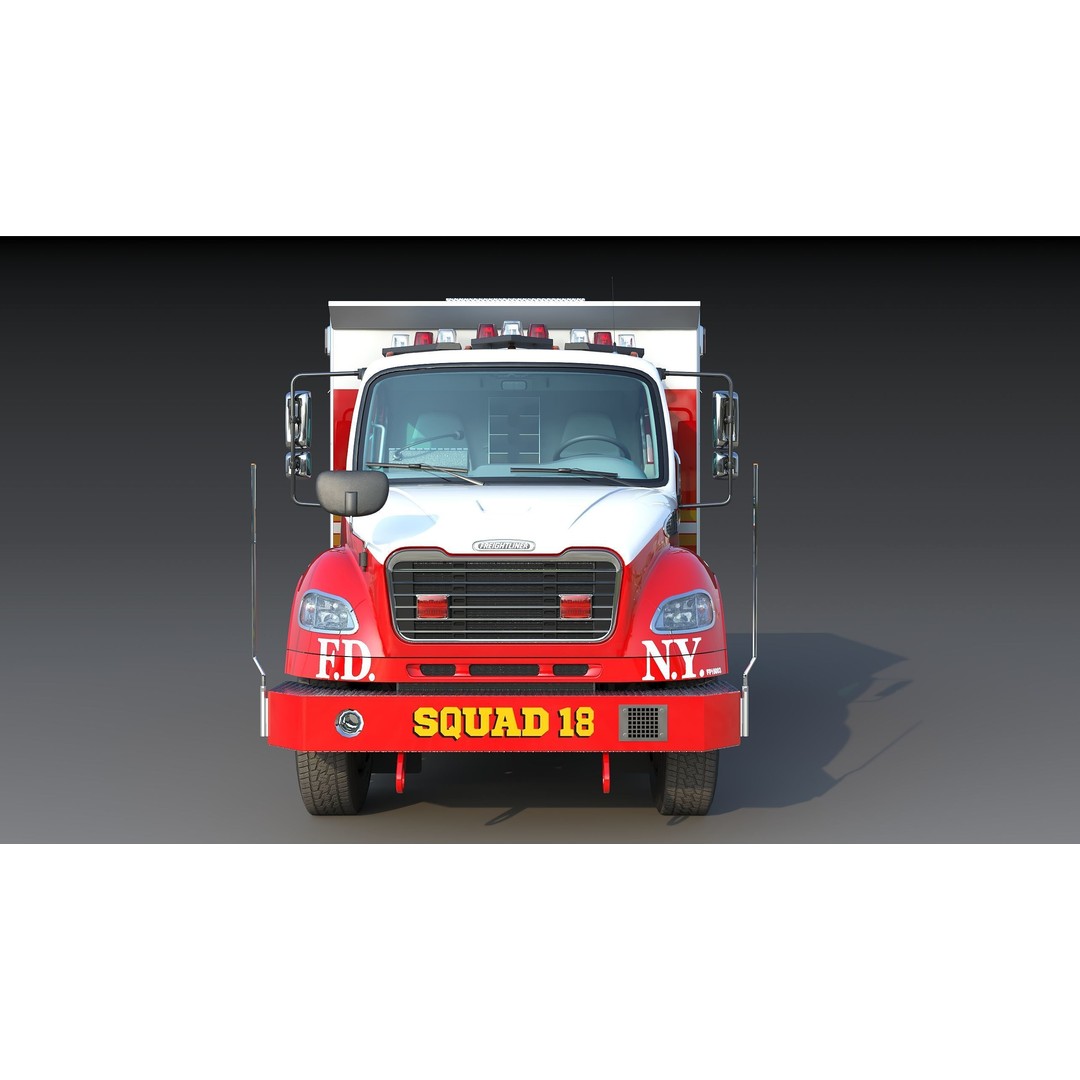 FDNY Fire Truck 3D Model – Low Poly Game Asset, FBX, PBR Textures - View 12