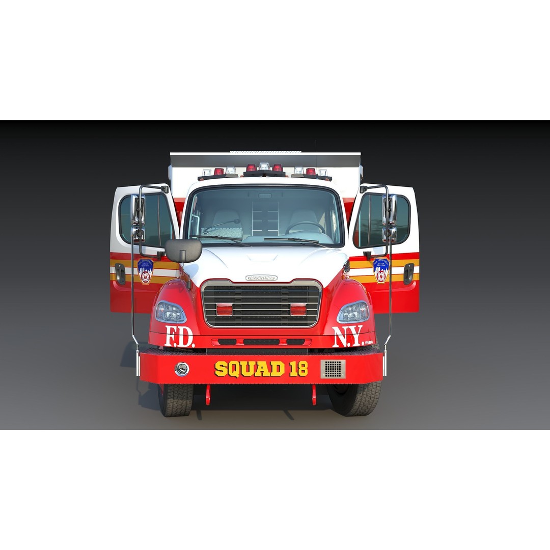 FDNY Fire Truck 3D Model – Low Poly Game Asset, FBX, PBR Textures - View 15