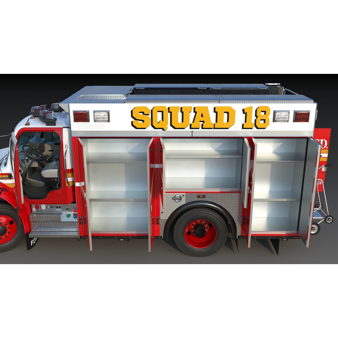FDNY Fire Truck 3D Model – Low Poly Game Asset, FBX, PBR Textures - View 17