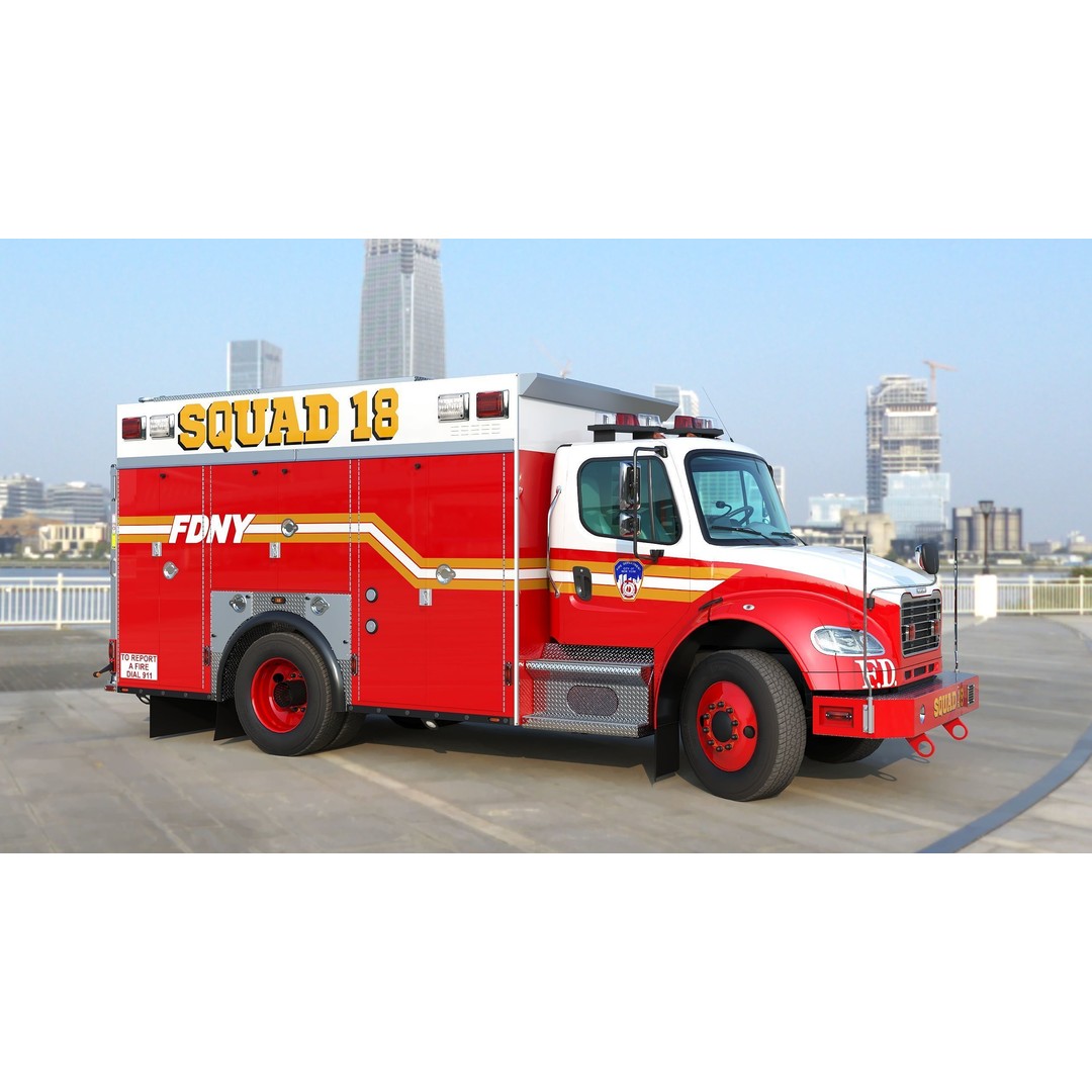 FDNY Fire Truck 3D Model – Low Poly Game Asset, FBX, PBR Textures - View 26