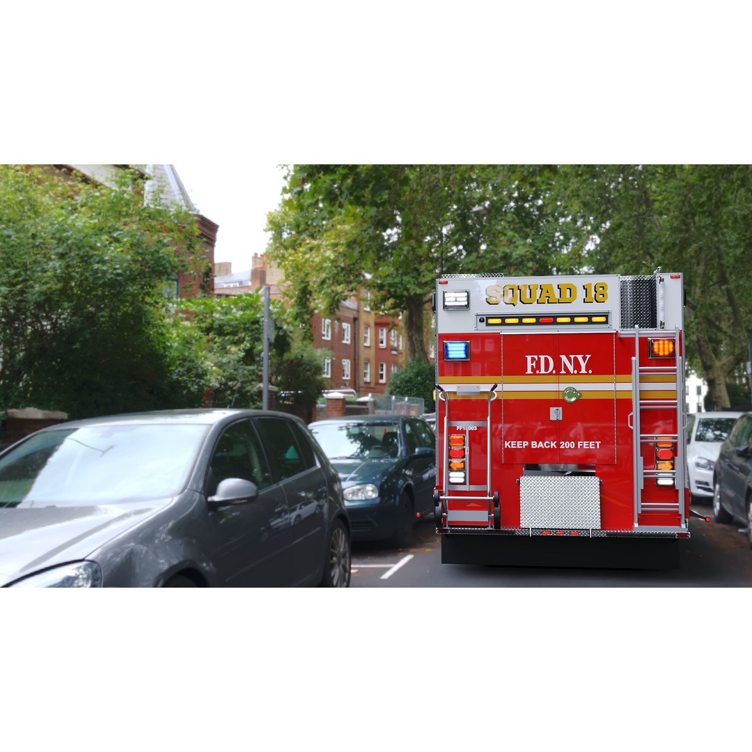 FDNY Fire Truck 3D Model – Low Poly Game Asset, FBX, PBR Textures - View 27