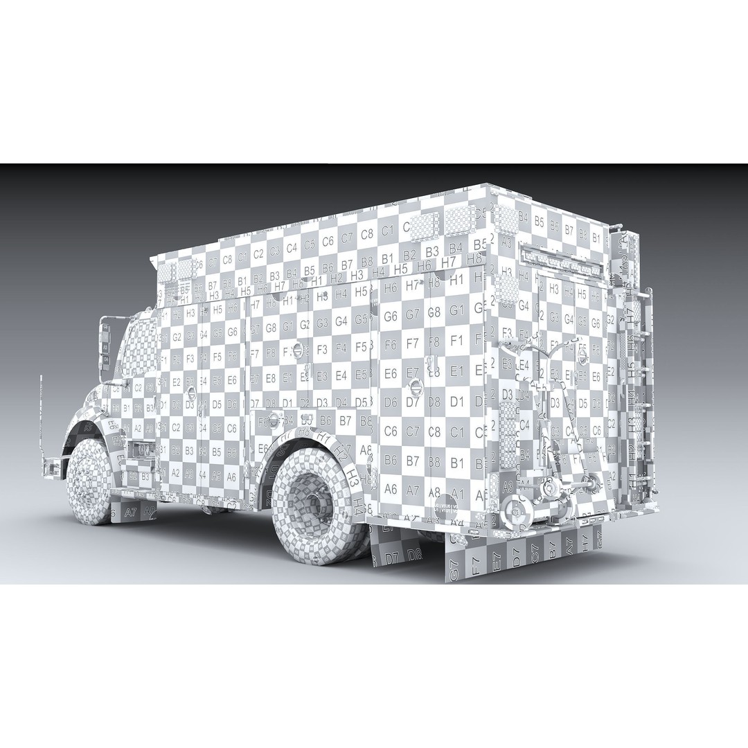 FDNY Fire Truck 3D Model – Low Poly Game Asset, FBX, PBR Textures - View 30