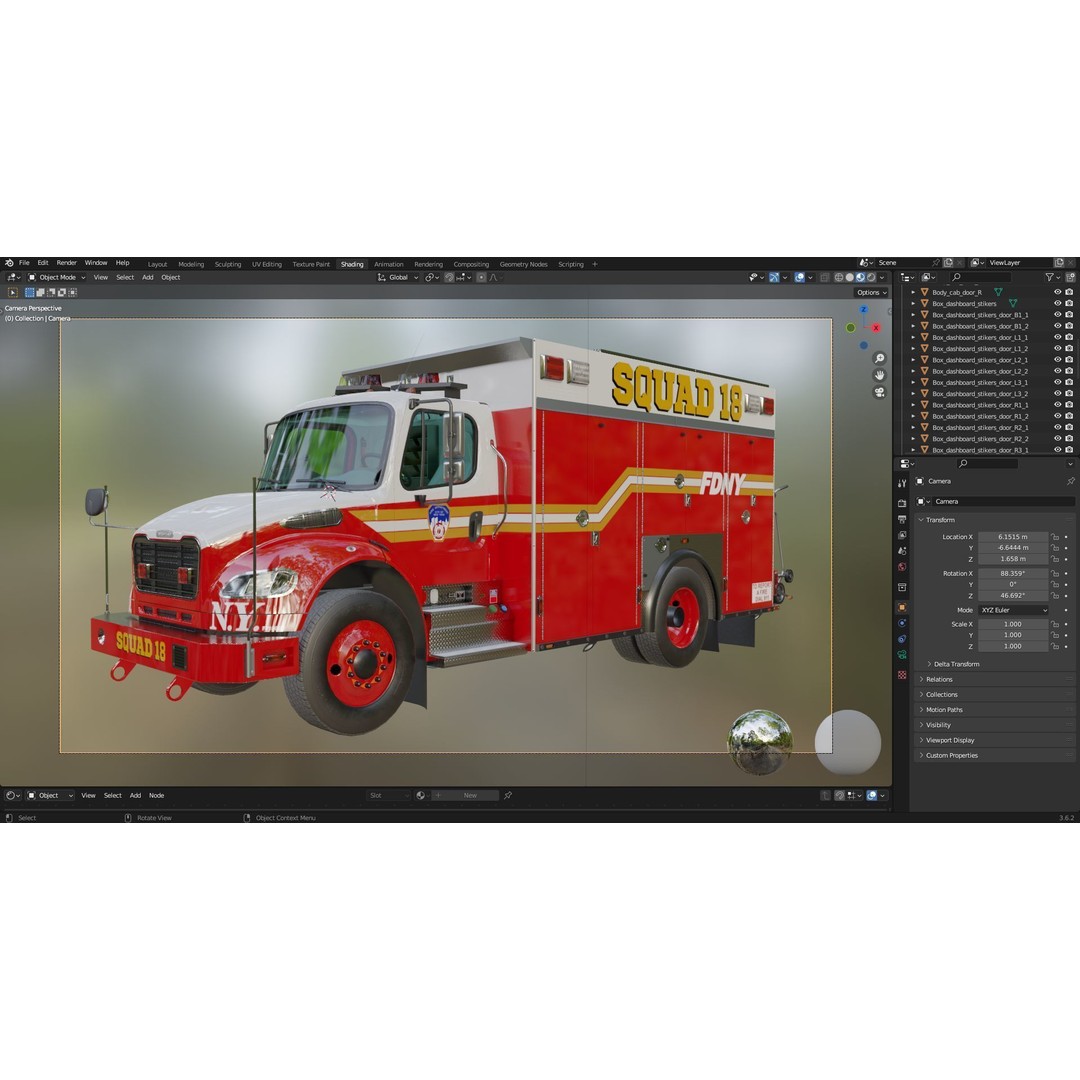 FDNY Fire Truck 3D Model – Low Poly Game Asset, FBX, PBR Textures - View 49