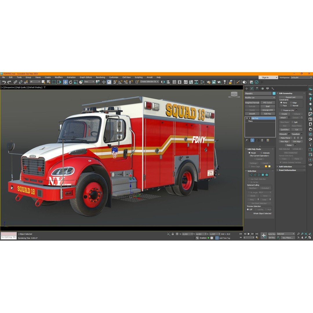 FDNY Fire Truck 3D Model – Low Poly Game Asset, FBX, PBR Textures - View 51