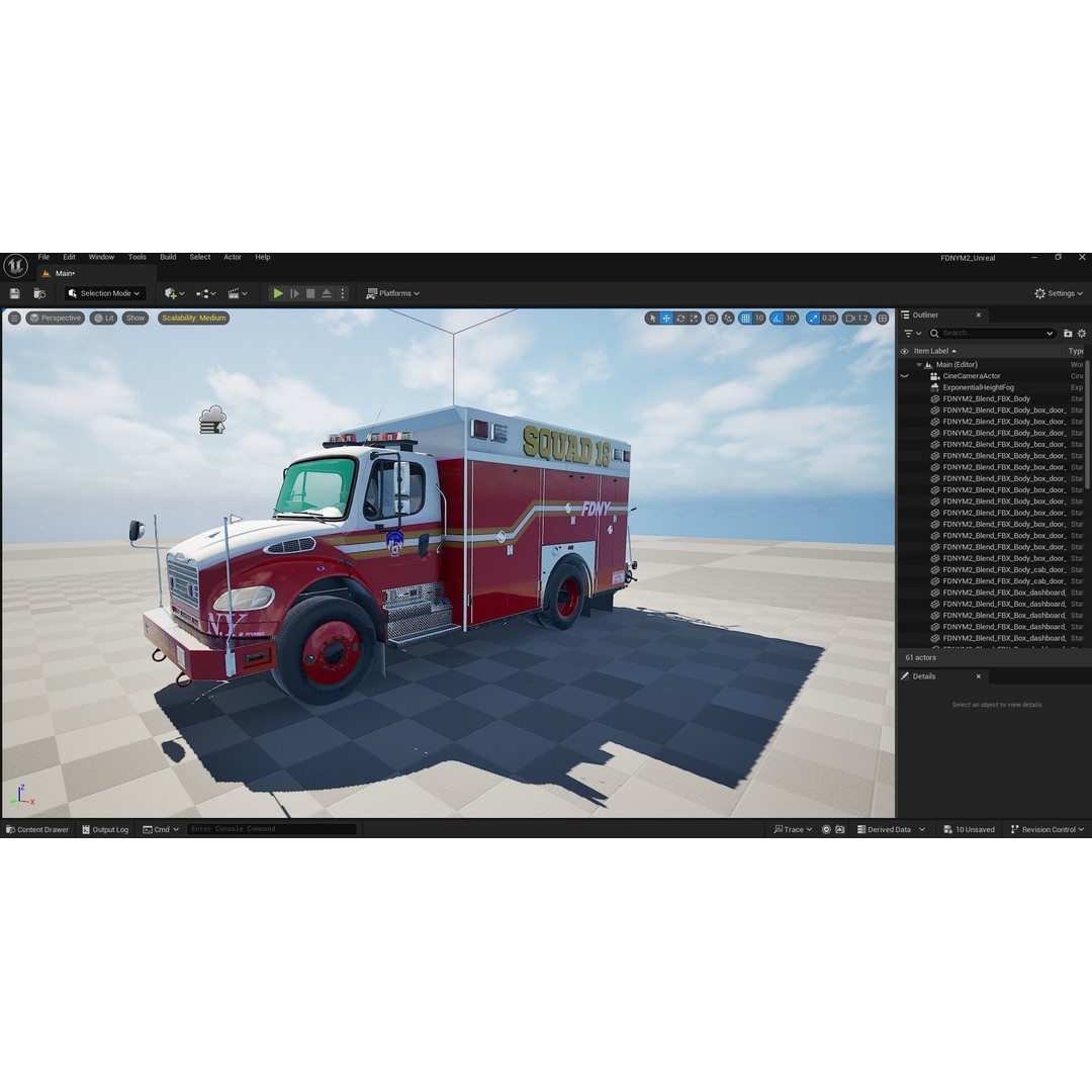 FDNY Fire Truck 3D Model – Low Poly Game Asset, FBX, PBR Textures - View 52