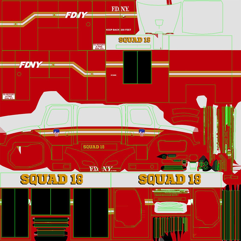 FDNY Fire Truck 3D Model – Low Poly Game Asset, FBX, PBR Textures - View 55
