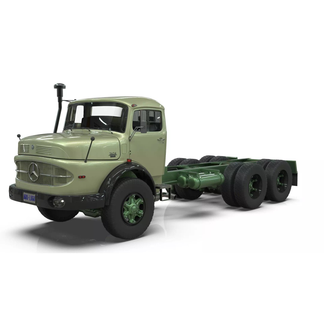Mercedes-Benz 2624 Chassis Cab Truck 3D Model – Midpoly Game Asset, Blender - View 11
