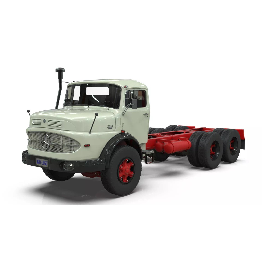 Mercedes-Benz 2624 Chassis Cab Truck 3D Model – Midpoly Game Asset, Blender - View 14